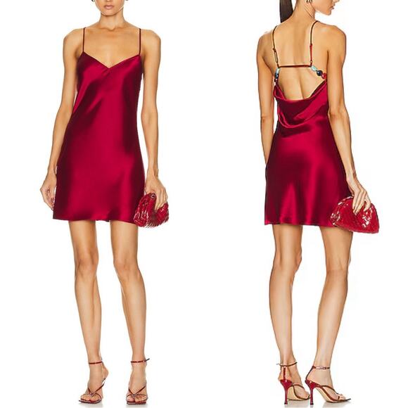 NWT NEW STAUD Lydia Red Mini Slip Dress - Picture 1 of 10